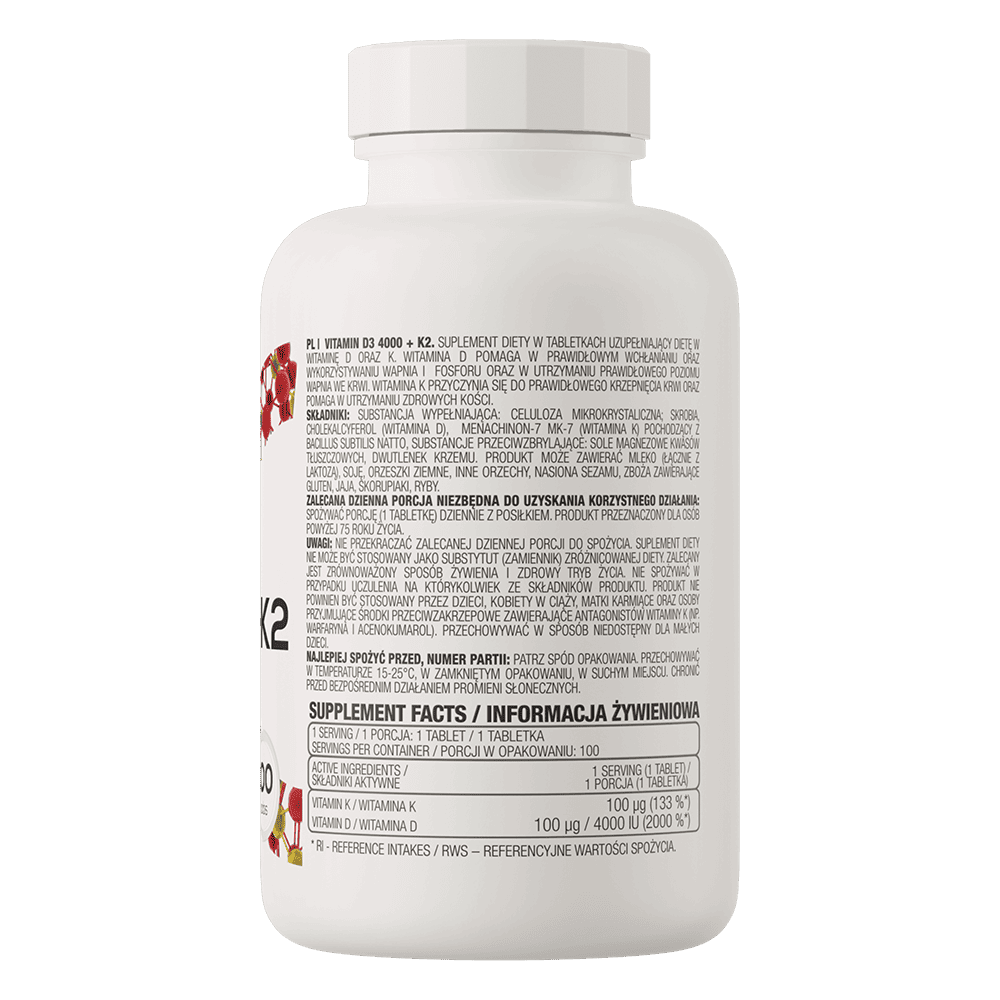 Vitamin D3 4000 IU + K2 100 capsules Ostrovit