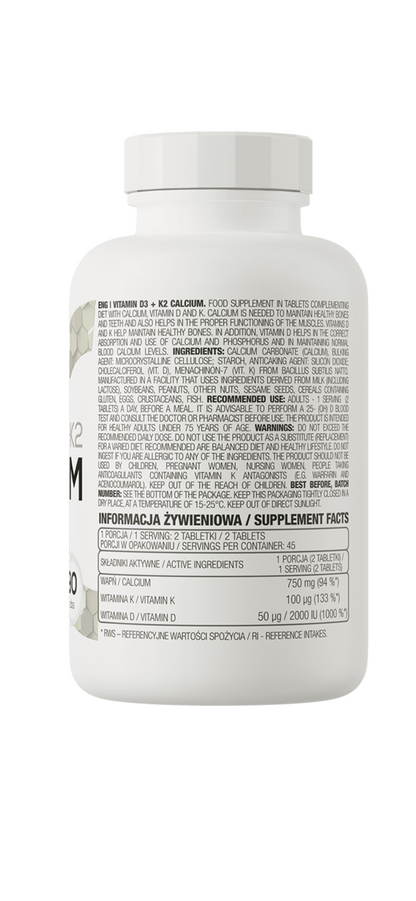 Calcium + D3 et K2 9O tablets
