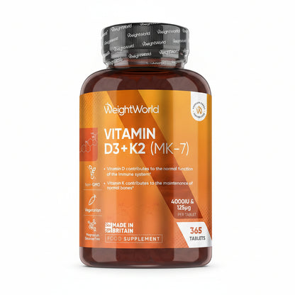 D3 4000 IU K2 (MK7) 365 tabs Weightworld