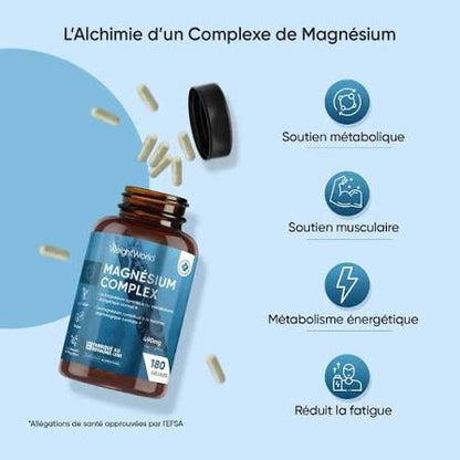 Glycinate de magnésium (Bisglycinate) avec Vitamine B6 en Gélules